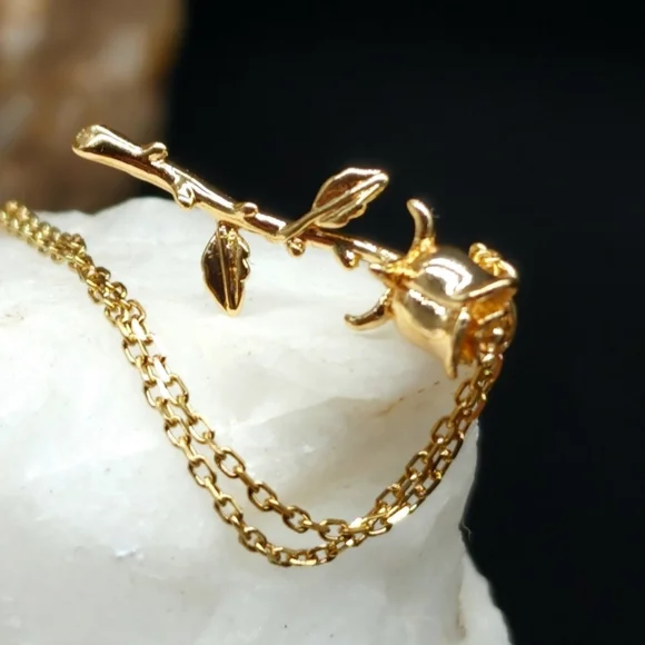 Minimalist Jewelry Dainty Rose pendant 14K Gold plated Hypoallergenic